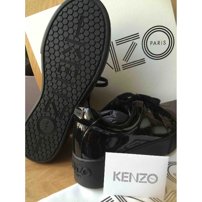 Pre-owned Kenzo Patent Leather Trainers In Black