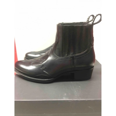 Pre-owned Karl Black Leather Ankle Boots