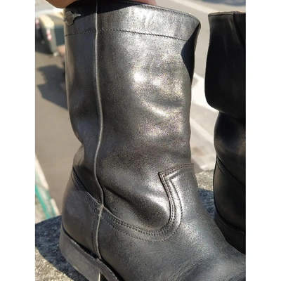 Pre-owned Mauro Grifoni Leather Western Boots In Black
