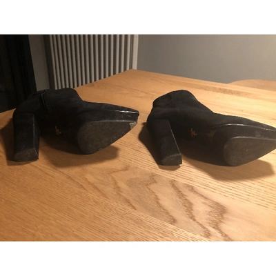 Pre-owned Prada Leather Ankle Boots In Black