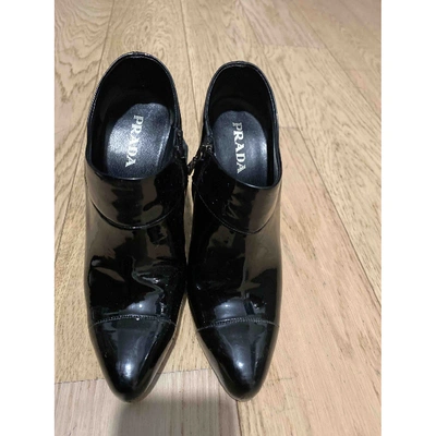 PRADA Pre-owned Patent Leather Ankle Boots In Black