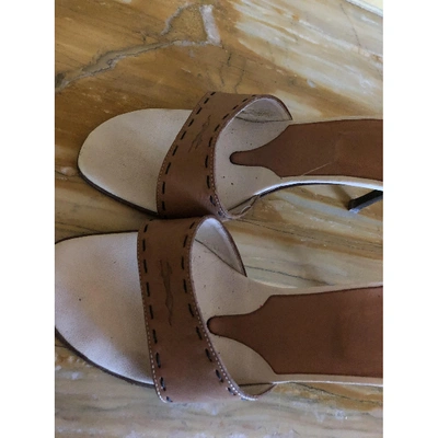 Pre-owned Trussardi Leather Sandals In Camel