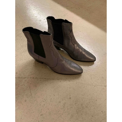Pre-owned Saint Laurent Silver Leather Ankle Boots
