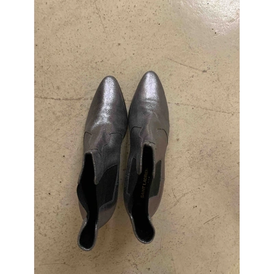 Pre-owned Saint Laurent Silver Leather Ankle Boots