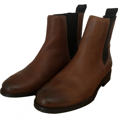 Pre-owned Tommy Jeans Leather Ankle Boots In Brown