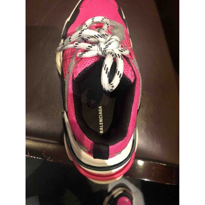 Pre-owned Balenciaga Triple S Pink Cloth Trainers