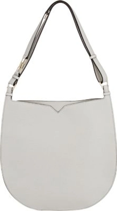 Valextra Weekend Large Leather Hobo Bag In Gray