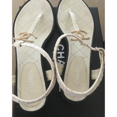 Pre-owned Chanel White Python Sandals