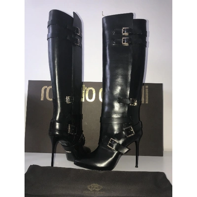 Pre-owned Roberto Cavalli Black Leather Boots