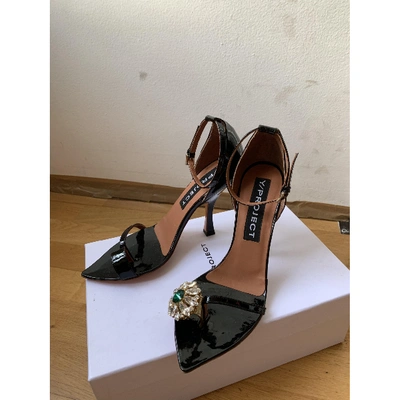 Pre-owned Y/project Patent Leather Sandals In Black
