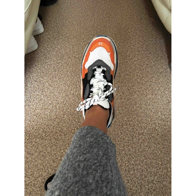 Pre-owned Balenciaga Triple S Leather Trainers In Orange