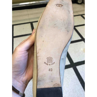 Pre-owned Simona Vanth Leather Ballet Flats In Beige