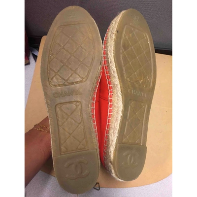 Pre-owned Chanel Red Leather Espadrilles