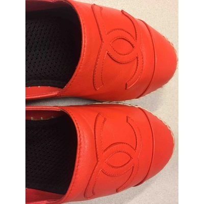 Pre-owned Chanel Red Leather Espadrilles