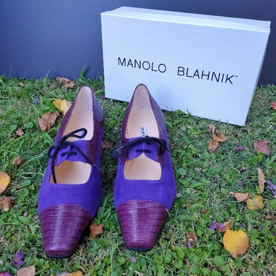 Pre-owned Manolo Blahnik Purple Suede Ballet Flats