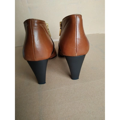 Pre-owned Cerruti 1881 Leather Ankle Boots In Camel