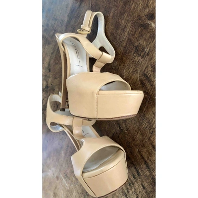 Pre-owned Casadei Leather Sandal In Camel