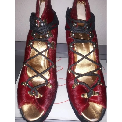 Pre-owned Wunderkind Burgundy Pony-style Calfskin Lace Ups