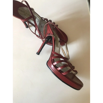 Pre-owned Dolce & Gabbana Leather Sandals In Burgundy