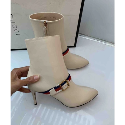 Pre-owned Gucci White Leather Ankle Boots