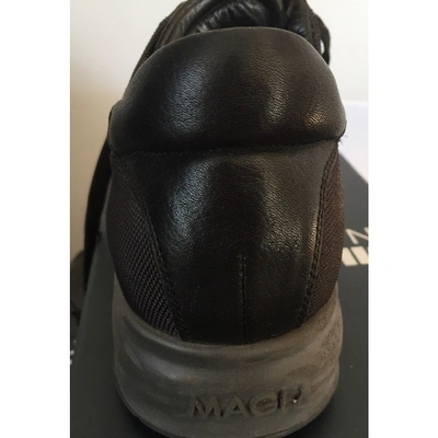 Pre-owned Bruno Magli Leather Trainers In Black
