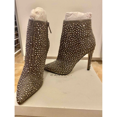 Pre-owned Kurt Geiger Cloth Ankle Boots In Grey