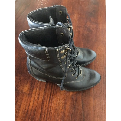 Pre-owned Timberland Leather Snow Boots In Black