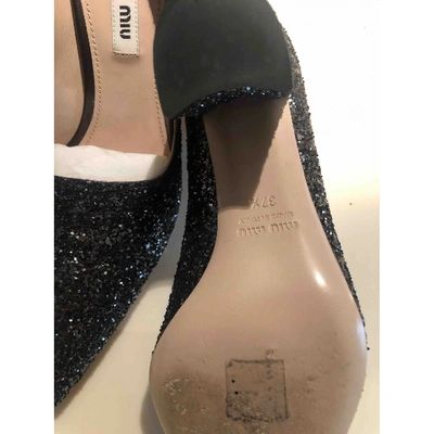 Pre-owned Miu Miu Grey Glitter Heels