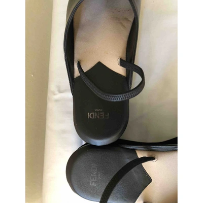 Pre-owned Fendi Leather Mules & Clogs In Black