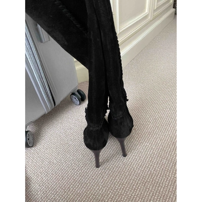 Pre-owned Saint Laurent Black Suede Boots