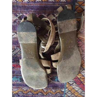 Pre-owned Saint Laurent Khaki Suede Sandals