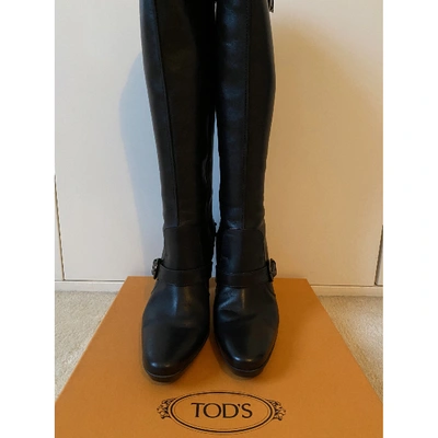 Pre-owned Tod's Black Leather Boots