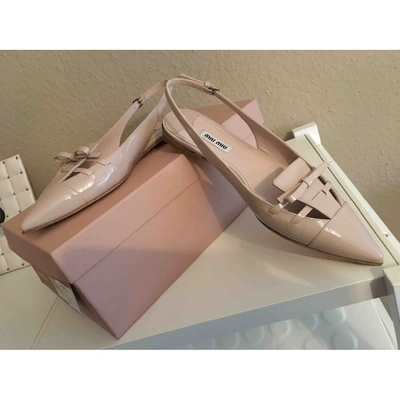 Pre-owned Miu Miu Pink Patent Leather Ballet Flats