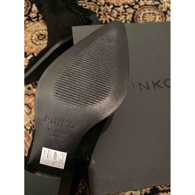 Pre-owned Pinko Black Suede Ankle Boots