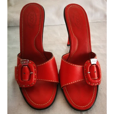Pre-owned Tod's Orange Leather Mules & Clogs