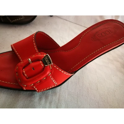 Pre-owned Tod's Orange Leather Mules & Clogs