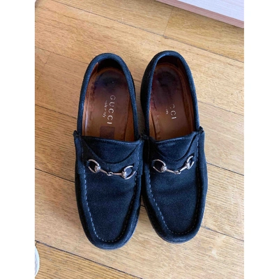 Pre-owned Gucci Brixton Black Suede Flats