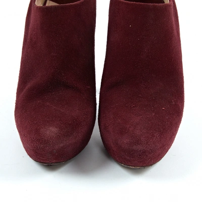 Pre-owned Miu Miu Ankle Boots In Burgundy
