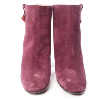 Pre-owned Marc Jacobs Purple Suede Ankle Boots