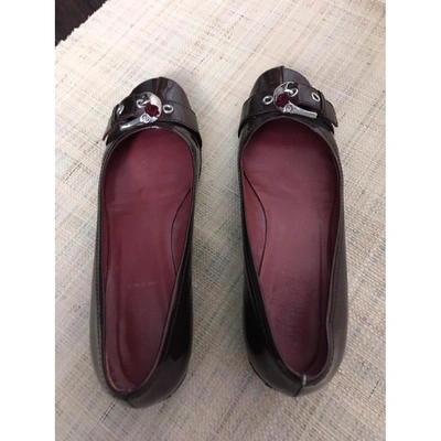Pre-owned Miu Miu Brown Patent Leather Ballet Flats