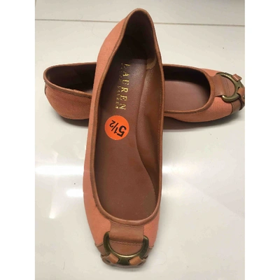 Pre-owned Lauren Ralph Lauren Cloth Flats In Camel