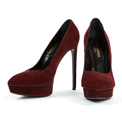 Pre-owned Saint Laurent Janis Heels In Burgundy