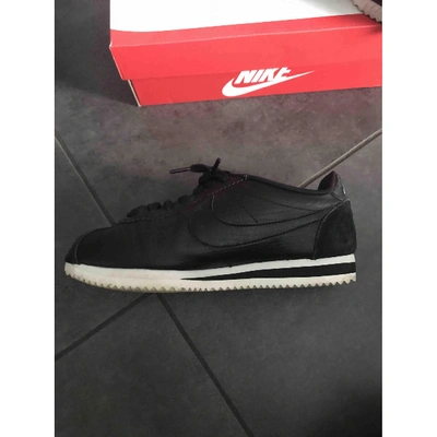 Pre-owned Nike Cortez Black Leather Trainers