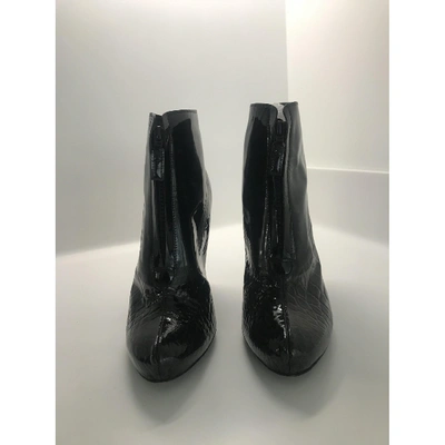 Pre-owned Louis Vuitton Patent Leather Ankle Boots In Black