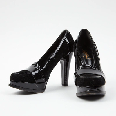 Pre-owned Saint Laurent Velvet Heels In Black