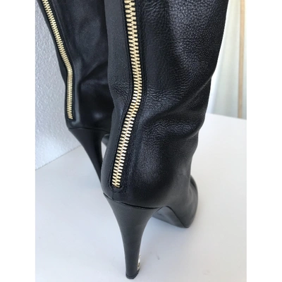 Pre-owned Chanel Leather Boots In Black