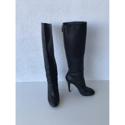 Pre-owned Chanel Leather Boots In Black