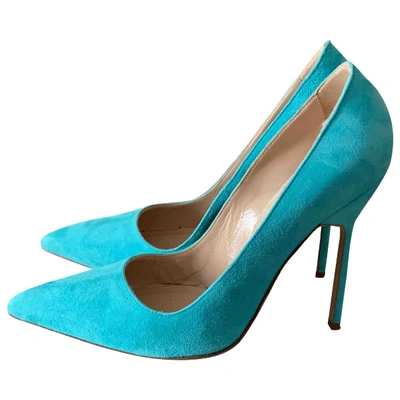 Pre-owned Manolo Blahnik Turquoise Suede Heels