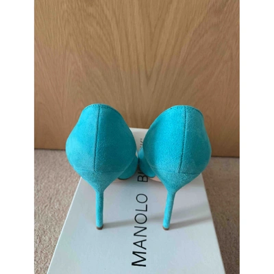 Pre-owned Manolo Blahnik Turquoise Suede Heels