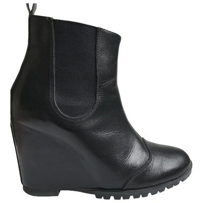 Pre-owned Minimarket Leather Ankle Boots In Black